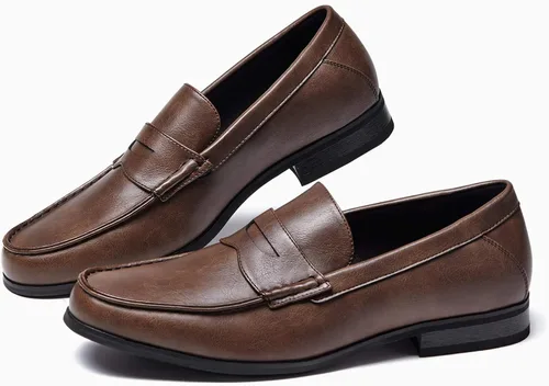 Vista 2 de Coutgo Mocasines Penny para hombre, zapatos de vestir, informales, para conducir, oficina, zapatos planos ligeros