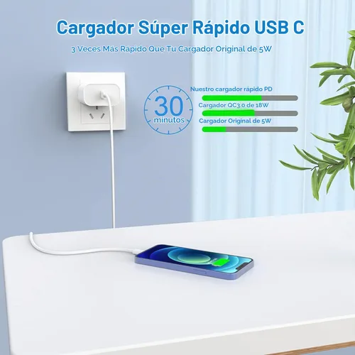 Vista 2 de Cargador rápido para iPhone [certificado Apple MFi], cargador de iPhone 2-Paquete de 2 unidades de 10 pies