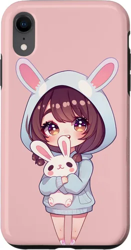 Vista 24 de Anime Girl With Bunny Kawaii Easter Japanese Otaku Girl Case for iPhone 16