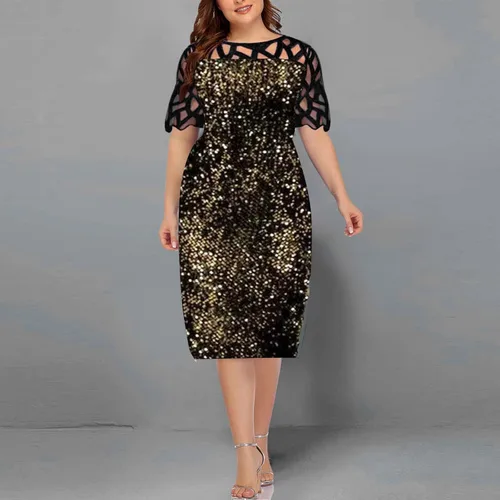 Vista 2 de Vestidos sexys para mujer, vestidos de cóctel para mujer, vestidos de lentejuelas ajustados y acampanados, vestido de Nochevieja