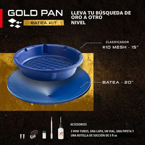 Vista 3 de XP METAL DETECTORS Kit de Batea de oro - Batea de plástico único con desfragmentador de materiales, ideal para prospección de oro