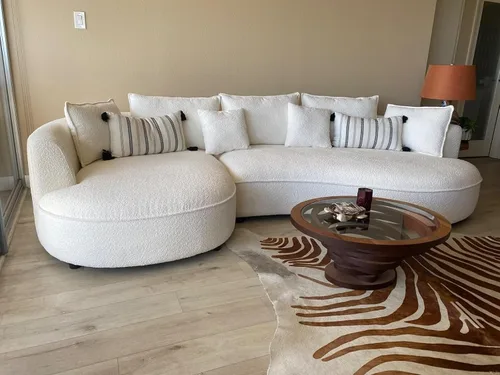 Vista 17 de Sofá Seccional Curvo de 106 pulgadas Sofá de Esponja con Chaise Lounge para Sala de Estar, Sofá Seccional Moderno en Forma de L, Sin Estructura