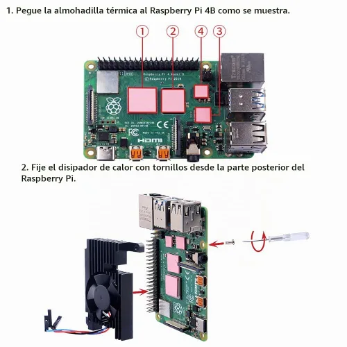 Vista 4 de GeeekPi Disipador de calor de aluminio con ventilador controlable PWM para Raspberry Pi 4, Pi 4 Armor Lite disipador de calor con ventilador