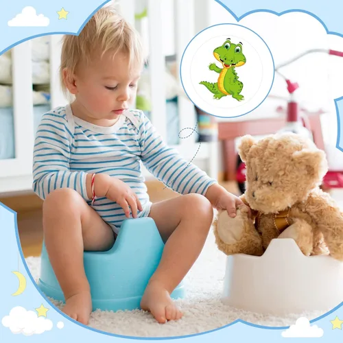 Vista 5 de Geyee 24 piezas de pegatinas de entrenamiento para orinal, pegatinas de orinal "Potty You Pee on Toilet", pegatinas de tabla de revelación
