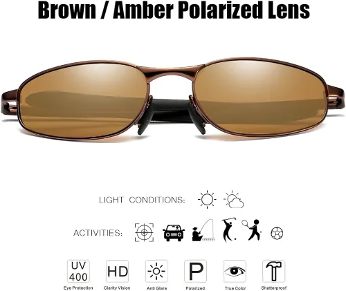 Vista 2 de ZHILE Gafas de sol polarizadas de tamaño pequeño, marco de metal rectangular para hombres y mujeres, protección UV400