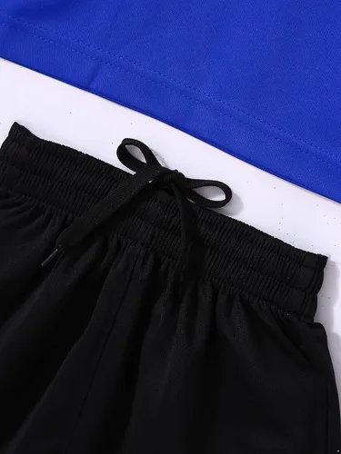 Vista 6 de Fldy Conjunto de camisetas y pantalones cortos de fútbol para niños, de secado rápido, uniforme de entrenamiento de equipo deportivo, manga corta