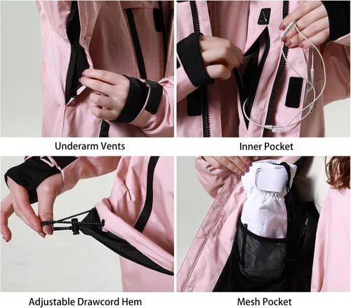 Vista 5 de PHIBEE Chaqueta de esquí transpirable impermeable para mujer