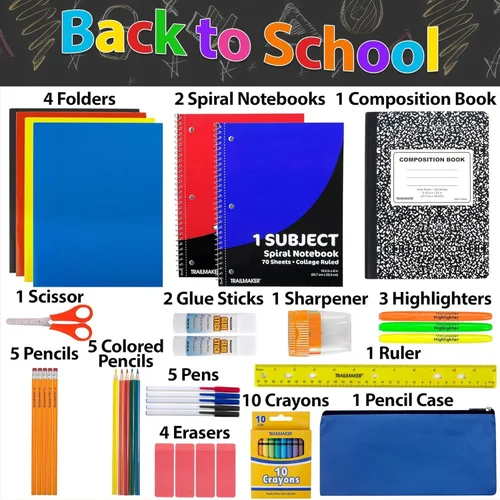 Vista 3 de Trail maker Kit de material escolar de 45 piezas para grados K-12