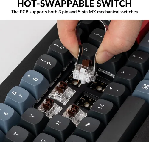 Vista 2 de Keychron V2 - Pomo de teclado mecánico personalizado con cable 65 de diseño QMKVIA programable con teclado intercambiable en caliente interruptor