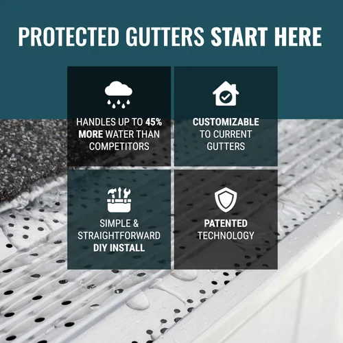 Vista 2 de GUTTERHAWK GUTTER GUARD - Kit de protector de canalones de aluminio negro de 48 pies (nominal). Incluye tornillos. Compatible con canalones de 5