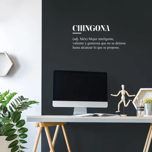 Vista 2 de Calcomanía de vinilo para pared, Chingona, 11 x 25 pulgadas, linda inspiradora y sarcástica divertida frase mexicana para oficina, negocios, tienda