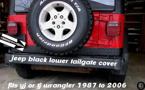 Vista 2 de Se adapta a Jeep Wrangler negro diamante placa inferior trasera cubierta cubierta para Yj o Tj