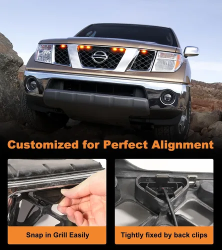 Vista 4 de Luces de parrilla para Nissan Frontier Pathfinder 2005 2006 2007 2008, luces LED de parrilla delantera para accesorios de segunda