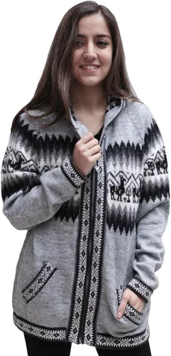 Vista 2 de Little Llamas Sudadera con capucha de lana de alpaca con capucha