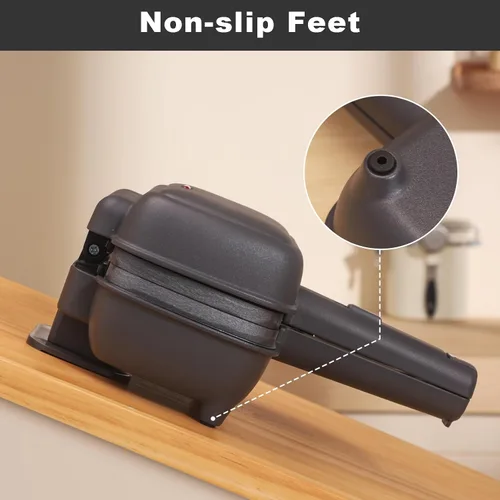 Vista 6 de UVFAST Mini sandwichera con platos extraíbles: Máquina portátil para hacer queso a la parrilla, sándwichera de desayuno eléctrica con platos