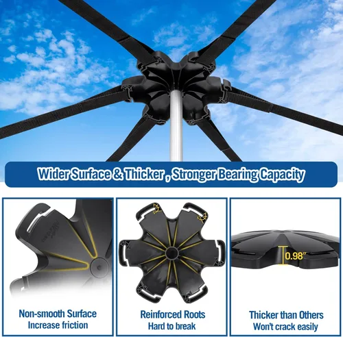 Vista 6 de Affordura - Poste de soporte para cubierta de barco extra alto con base de trípode de metal y parte superior hexagonal, postes ajustables de 27-71