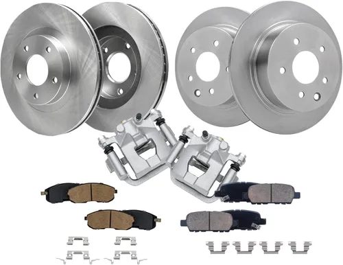 Vista 28 de Detroit Axle - Kit de frenos para Land Rover LR3 2005-2009, Rotores de freno deportivos Range Rover 2006-2009 y pastillas de freno de cerámica 2007