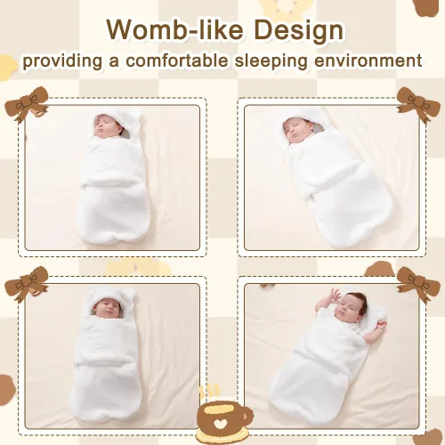 Vista 6 de AiWMGL Manta de Forro Polar para Bebé de Invierno 0-3 Meses Niños Niñas Envoltura Ajustable para Recién Nacido Suave y Cálida Saco de Dormir de Felpa