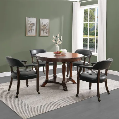 Vista 29 de Juego de 2 sillas de comedor con ruedas, poliuretano gris antiguo Gris (Antique Grey)