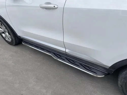 Vista 5 de 2 barras de estribo laterales de aluminio plateado con doble cabina (con soportes) para Volvo XC40 2018-2023