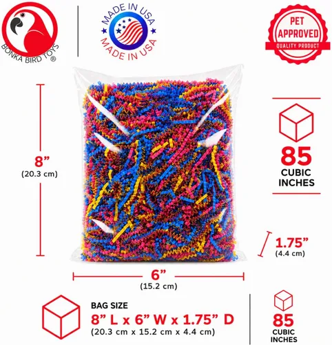 Vista 4 de Bonka Bird Toys 1654 Pk3 Crinkle Paper Shred Loros Conures Amazonas Forrajeo Cesta Llenadora