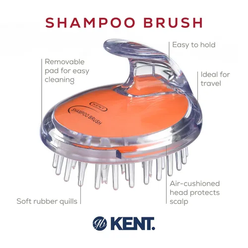 Vista 4 de KENT SH1 - Champú/acondicionador, masaje del cuero cabelludo y cepillo húmedo para ducha para el crecimiento del cabello, 42 cerdas de goma suave