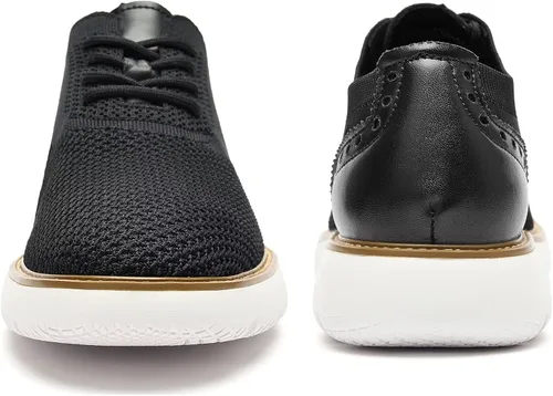 Vista 3 de RYIKA Zapatos deportivos casuales para hombre, cómodos, de punto, de malla, ligeros, transpirables, formales, Oxford, para negocios