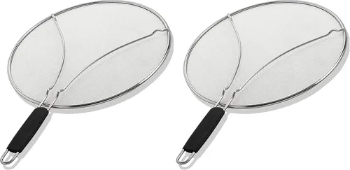 Vista 10 de Pantalla contra salpicaduras para sartén, protector de salpicaduras de grasa de acero inoxidable de 9.5 pulgadas, cubre salpicaduras de aceite
