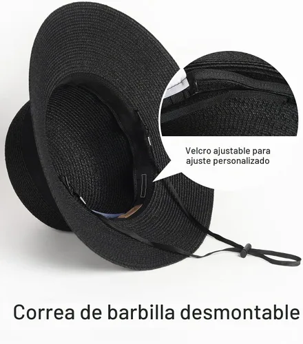 Vista 7 de FURTALK Sombrero de paja para mujer, con protección UV, plegable, plegable, para verano, con protección UV Negro