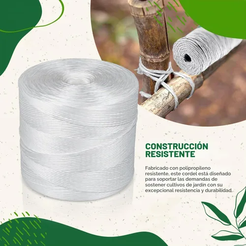 Vista 4 de Cordel de tomate 6300 pies - Cuerda de polipropileno resistente blanco