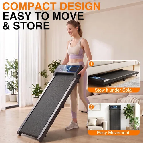 Vista 4 de Walking with Incline Pad and Handle Bar, 2.5HP Low Noise Treadmill, 270lbs Remote Control, 3 in 1 Mini Walking Machine, Walking with Incline Mat