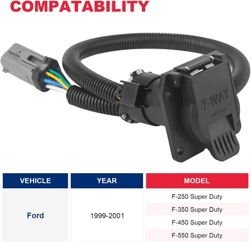 Vista 3 de 55243 Arnés de cableado para remolque con cuchilla RV personalizada de 7 pines del lado del vehículo con conector para caja de camión compatible