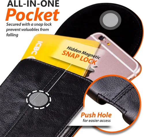 Vista 4 de Funda de cuero genuino para teléfono celular para cinturón de hombre, soporte vertical para teléfono, bolsa para cinturón para iPhone 15 Pro Max 14
