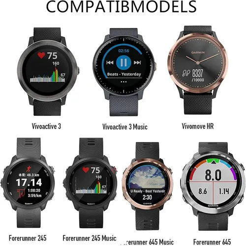 Vista 3 de OVERSTEP Vicoactive 3 - Correa de silicona suave de 0.78 pulgadas para Garmin Vivoactive 3/Forerunner 245/645 Music/Samsung Galaxy Watch 1.654