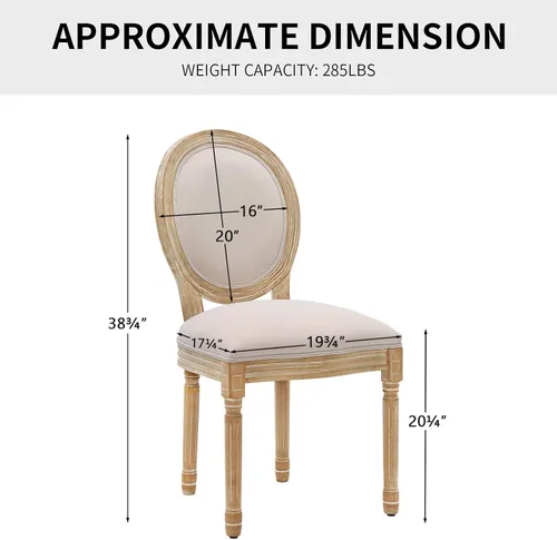 Vista 3 de Furnimart French Country - Juego de 8 sillas de comedor vintage con respaldo redondo y patas de madera maciza, sillas laterales ovaladas