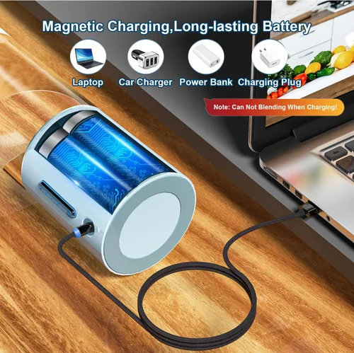Vista 6 de Licuadora portátil exprimidor personal para batidos batidos con mango oculto 16 Oz Electric Protein Shaker Bottle, USB-C Rechargeable, Mini Small