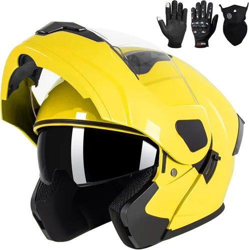 Vista 24 de Casco modular para motocicleta de adultos, con doble visera abatible, cara completa, aprobado por DOT para hombres, mujeres, moto, ATV, UTV, moto
