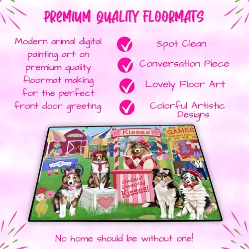 Vista 5 de Doggie of the Day Shetland Sheepdogs Floor Mat - Carnival Kissing Booth - Best Dog Doormat - Protector Decor - Unique Portrait Art - Premium Quality