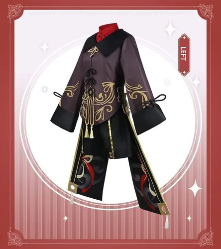 Vista 5 de Genshin Impact Hu Tao - Disfraz de anime para mujer, conjunto completo de fiesta de Halloween (color Hu Tao, talla XS)