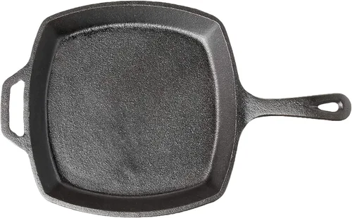 Vista 4 de Jim Beam JB0217 - Sartén cuadrada de hierro fundido de 10.5 pulgadas para parrilla, gas, horno, eléctrico, inducción y vidrio, color negro