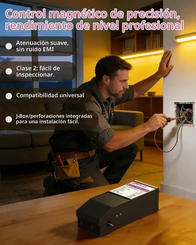 Vista 4 de EMITEVER Controlador LED magnético regulable de 200 W, fuente de alimentación magnética de transformador de 24 V, 120 VCA a 24 VCC, compatible