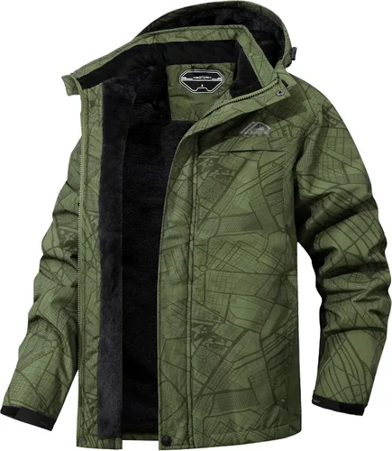 Vista 6 de Chaqueta de esquí impermeable para hombre, abrigo de invierno cálido con capucha, rompevientos, montaña, nieve