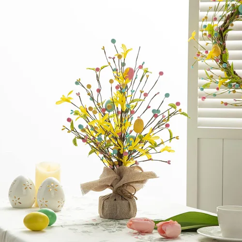 Vista 20 de Glitzhome Árbol de mesa de bayas rojas de Navidad de 16 pulgadas de alto con base de arpillera, centro de mesa decorativo de bayas para Navidad Día