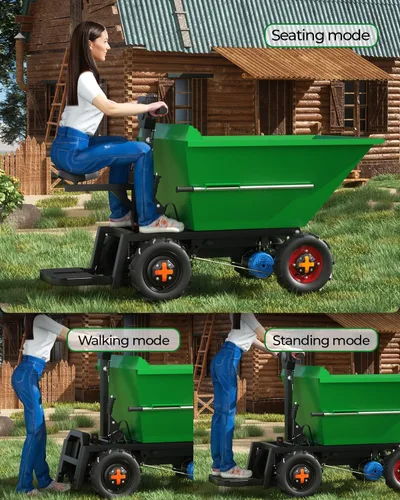 Vista 2 de [Neumáticos todo terreno] Arczorix Carretilla utilitaria 48V 20Ah Batería de plomo ácido sellada 1500W Capacidad 2205Lbs con volquete manual