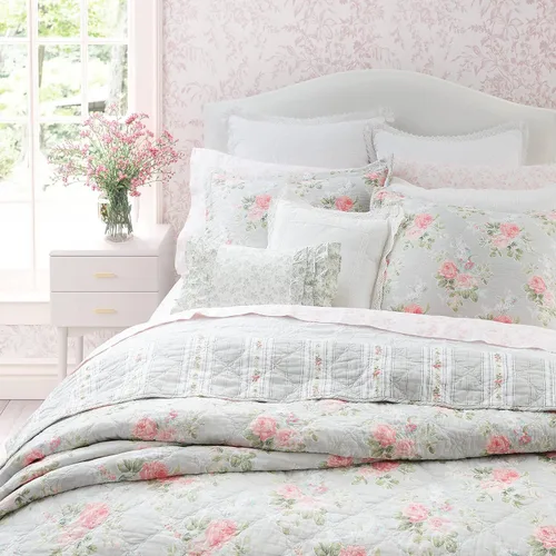 Vista 8 de Laura Ashley - Juego de edredón individual, ropa de cama reversible de algodón con fundas a juego, decoración ligera del hogar para todas
