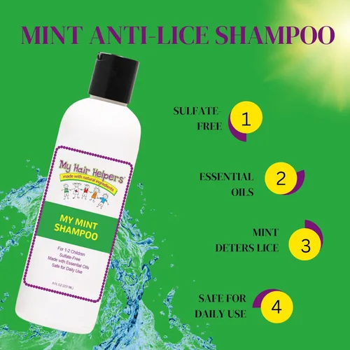 Vista 7 de My Hair Helpers - Paquete de champú y acondicionador de defensa y prevención de piojos para niños, aroma a menta, seguro para uso diario, funciona