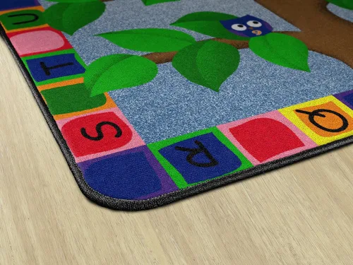 Vista 7 de Flagship Carpets Alfombra educativa con diseño de búhos del alfabeto para el aula o la habitación de los niños, tapete de juego para enseñar