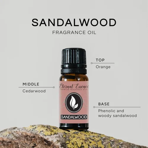 Vista 2 de Aceite aromático de calidad prémium de sándalo, 0.3 onzas líquidas, aceite perfumado
