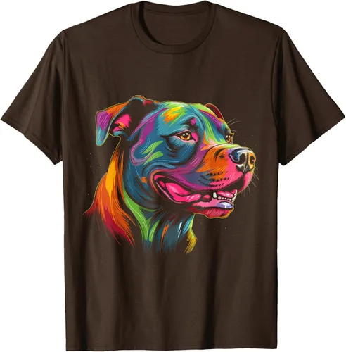 Vista 8 de Pit Bull Mom Dog Lover Colorido Artistic Pitbull Owner - Camiseta para mujer, Negro