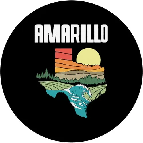 Vista 3 de Amarillo Texas Outdoors Vintage Nature Retro Graphic PopSockets - Agarre y soporte para teléfonos y tabletas, Negro